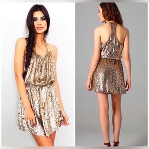 Parker Gold Sequin Mini Dress NWT size M